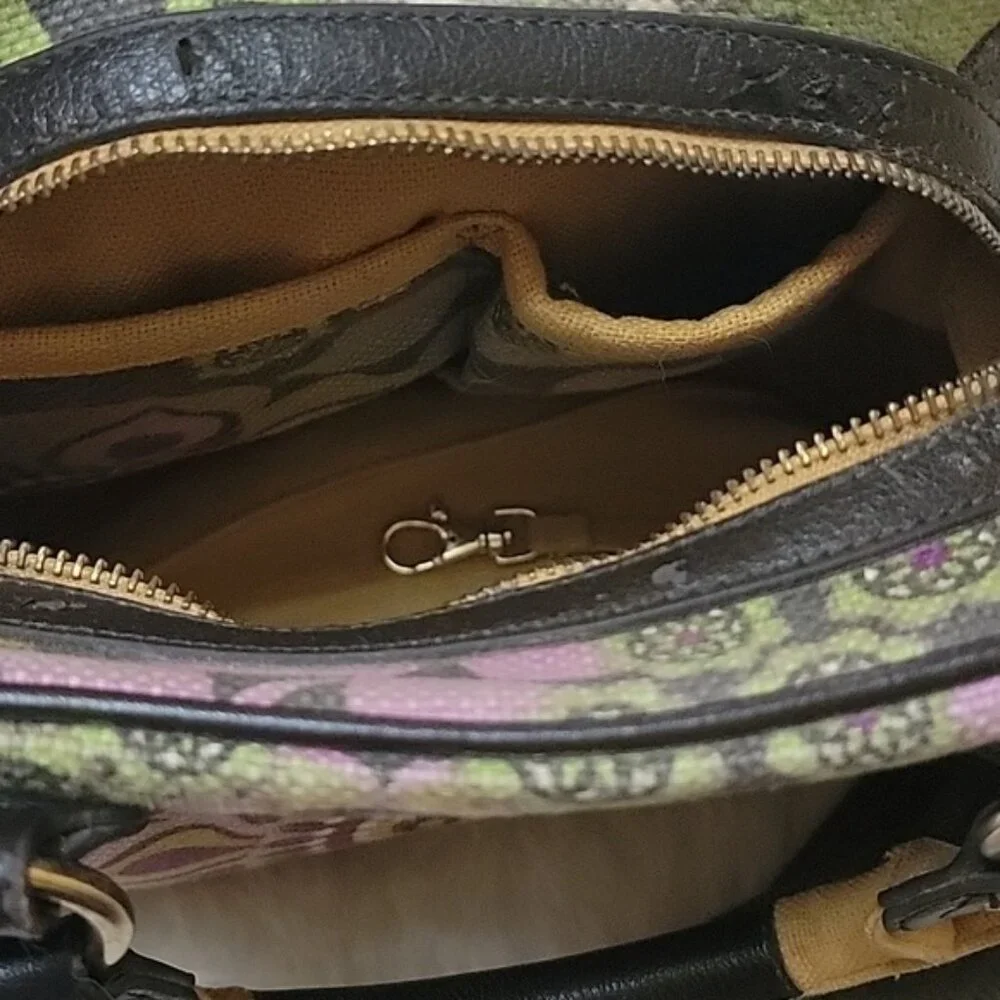 SPARTINA 449 Linen Purple Green Floral Printed Boho Preppy Satchel Crossbody Bag